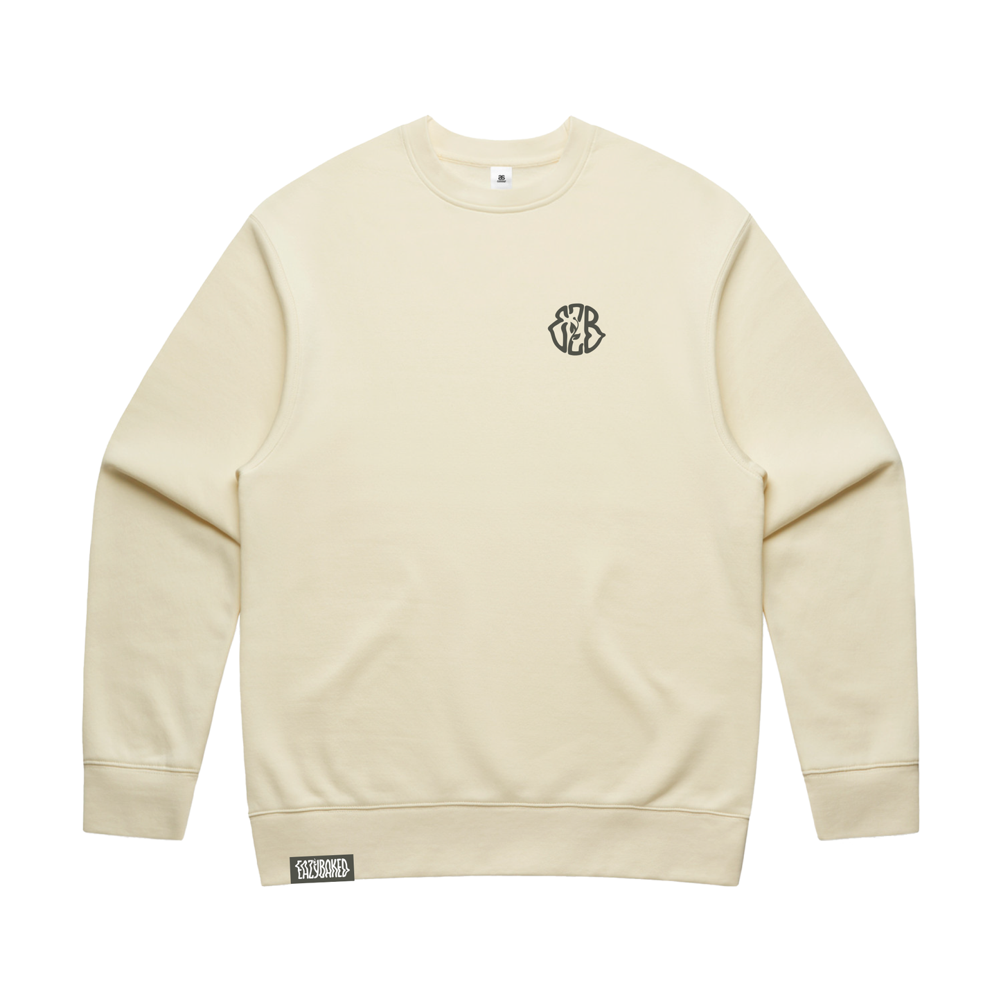CLASSIC EZB EMBROIDERED LOGO CREWNECK - CREAM