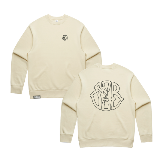 CLASSIC EZB EMBROIDERED LOGO CREWNECK - CREAM